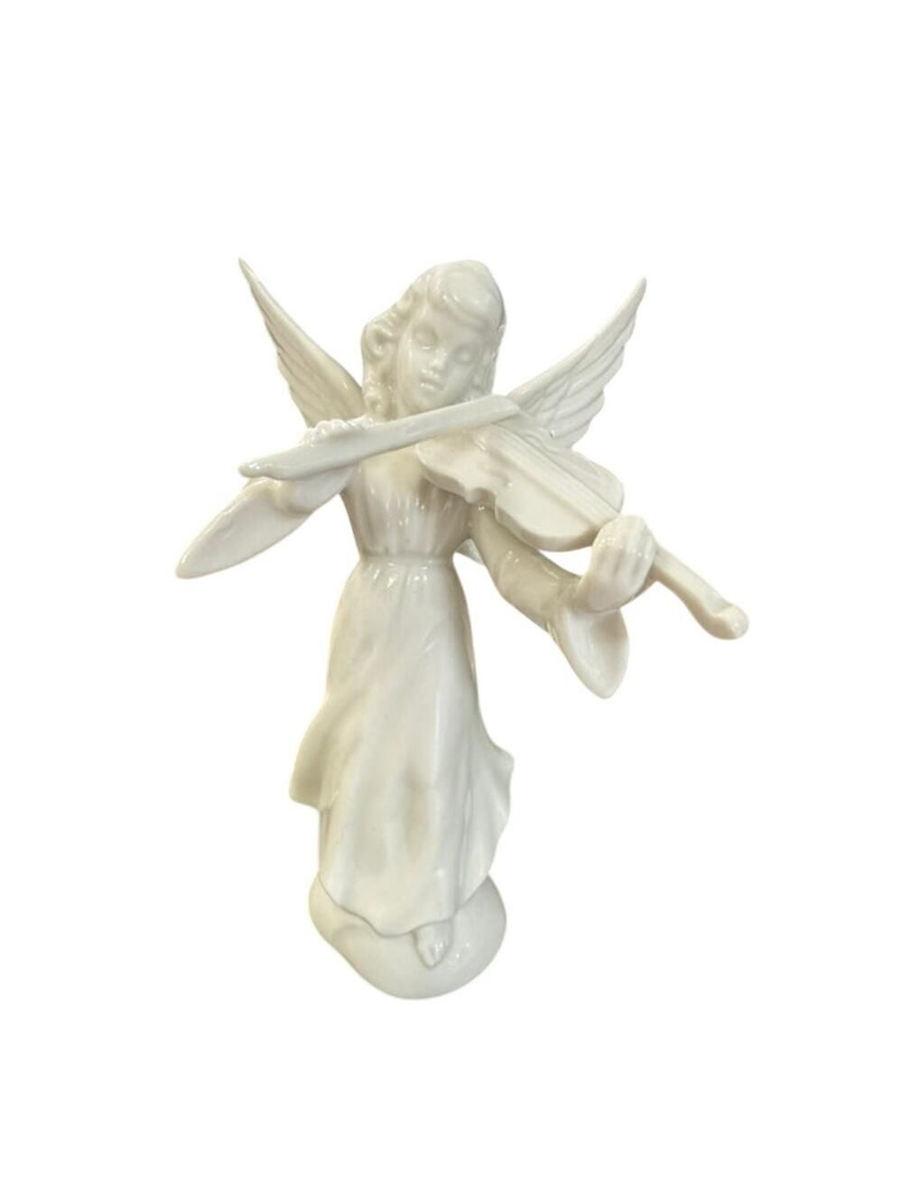 Vintage Dresden Porcelain Figurine Angel Playing Violin Germany 5.5"